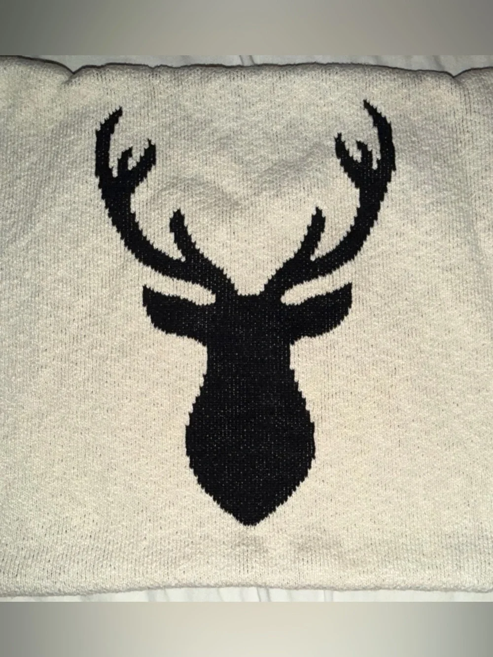 North Pole South Reversible Deer Throw Pillow Cover Black Ivory Cabin Lodge